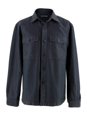 Tom Ford Dark Grey Garment-Dyed Cotton Overshirt