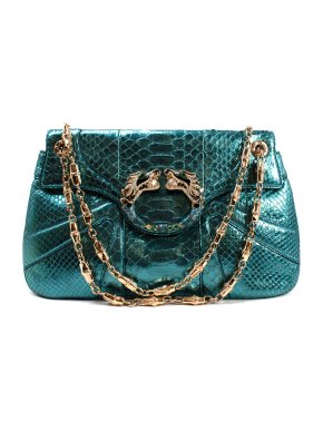 Gucci by Tom Ford Metallic Python Dragon Clasp Shoulder Bag