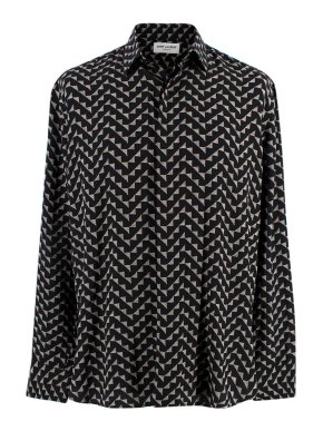 Saint Laurent Chevron Print Silk Shirt