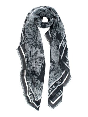 Dior Blue Toile De Jouy Cotton Shawl