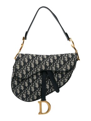 Dior Blue Medium Oblique Saddle Bag