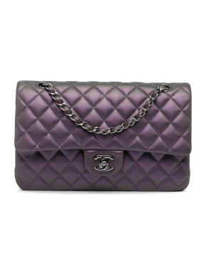 Chanel Purple Iridescent Medium Lambskin Double Flap Bag