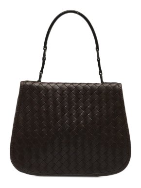 Bottega Veneta Chocolate Brown Intrecciato Leather Full Flap Handbag