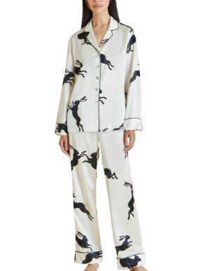 Olivia Von Halle Cream Lila Fortune Rabbit Silk Pyjamas