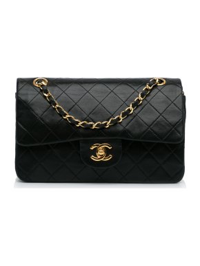 Chanel Black Vintage Small Classic Lambskin Double Flap with Gold Hardware