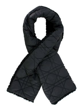 Dior Black Technical Taffeta & Shearling Effect Macrocannage Scarf