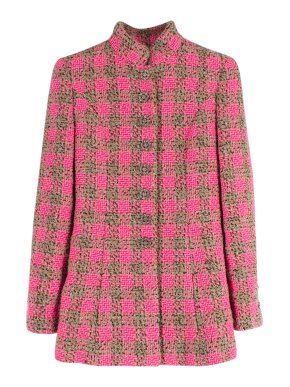 Chanel F/W '22 Runway Pink Check Tweed Boucle Jacket