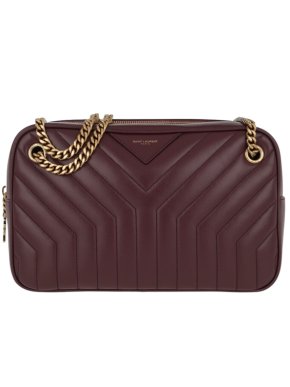 Saint Laurent Burgundy Joan Camera Bag with Gold Hardware