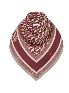 Dior Burgundy Oblique Silk Blend 70cm Scarf