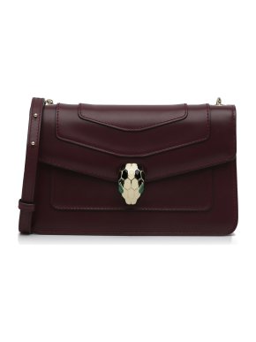 Bvlgari Burgundy Leather Serpenti Forever Crossbody Bag