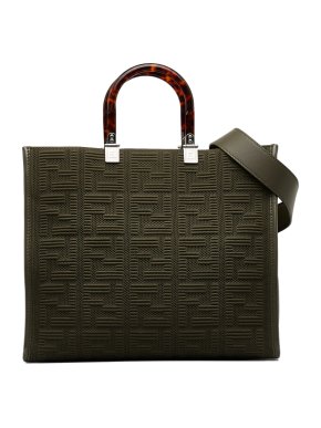 Fendi Khaki Green Medium Zucca Sunshine Shopper Tote 1