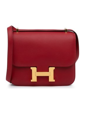 Hermes Red Leather Swift Mini Constance 18