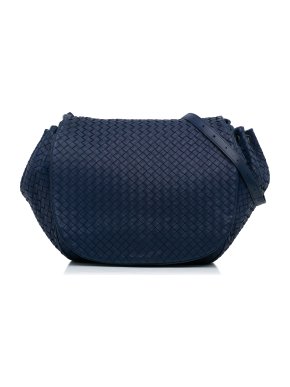 Bottega Veneta Navy Intrecciato Nappa Crossbody Bag