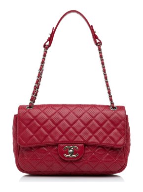 Chanel Red Jumbo Perforated Lambskin Single Flap