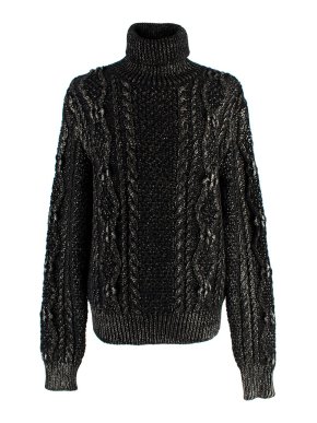 Saint Laurent black/metallic  chunky knit jumper
