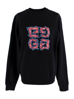 Givenchy black cotton jumper with front multicolour logo