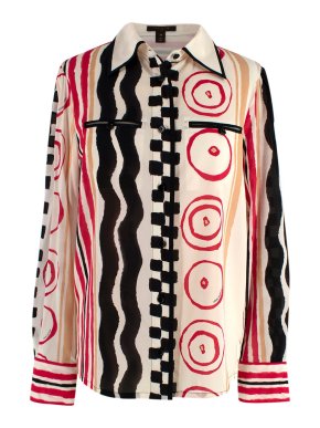 Louis Vuitton multicolour print silk long sleeve blouse