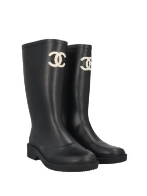Chanel Black Wellington Boots