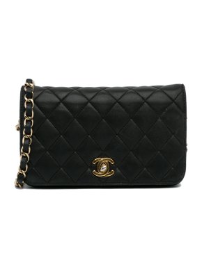 Chanel Black Lambskin Full Flap with Gold Hardware