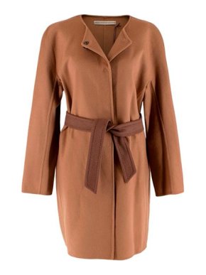 Ermanno Scervino Camel Wool Belted Coat