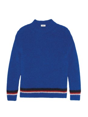 Saint Laurent Blue Alpaca Blend High Neck Jumper