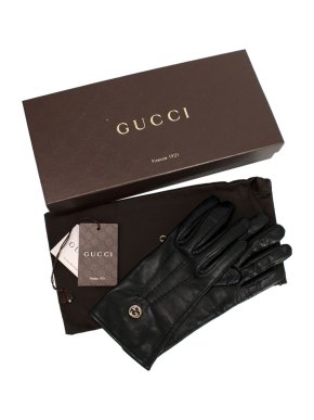 Gucci black leather gloves