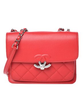 Chanel Red Lambskin  Mini CC Box Flap Bag