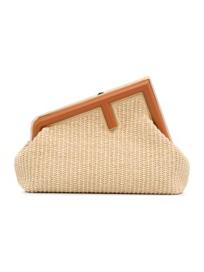 Fendi First Small Raffia Clutch Bag