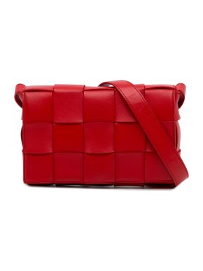Bottega Veneta Red Intrecciato Cassette Crossbody Bag