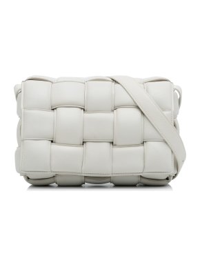 Bottega Veneta White Intrecciato Padded Cassette