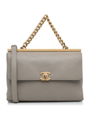 Chanel Grey Coco Lux Flap Bag with Brushed Gold Hardware