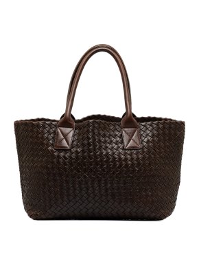 Bottega Veneta Brown Intrecciato Cabat Leather Tote Bag