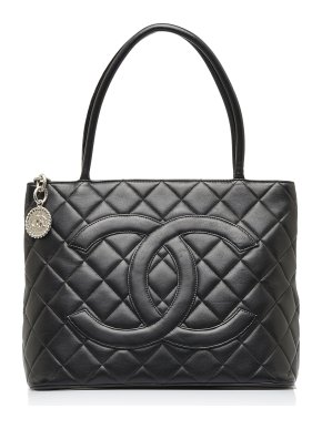 Chanel Black Lambskin Medallion Tote Bag