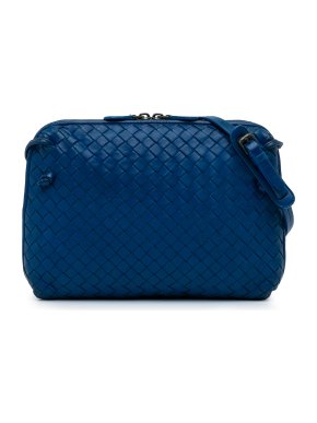Bottega Veneta Blue Intrecciato Nodini Crossbody Bag