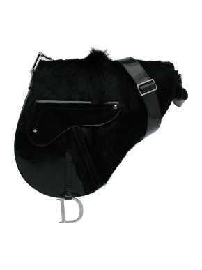 Dior Black Mohawk Ponyhair XL Saddle Crossbody Bag