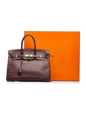Hermes Birkin 35 Retourne in Brown Togo Leather with Gold Hardware