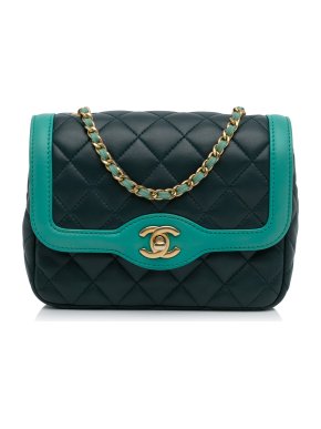 Chanel Blue Two-Tone Mini Square Single Flap Bag with Gold Hardware