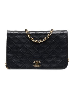 Chanel Black Vintage Quilted Full Flap Shoulder Bag