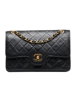 Chanel Vintage Black Small  Lambskin Double Flap Bag