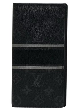 Louis Vuitton Black Monogram Eclipse Portefeuille Brazza Wallet