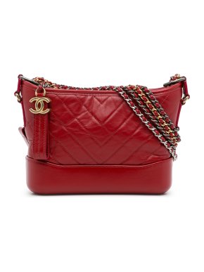 Chanel Red Small Lambskin Gabrielle Crossbody Bag