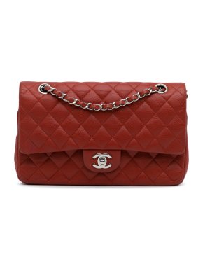 Chanel Red Medium Classic Caviar Double Flap Bag