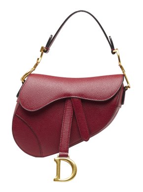 Dior Red Mini Leather Saddle Bag with Gold Hardware