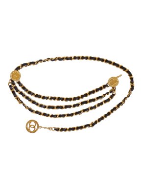 Chanel Black Leather CC Chain-Link Belt