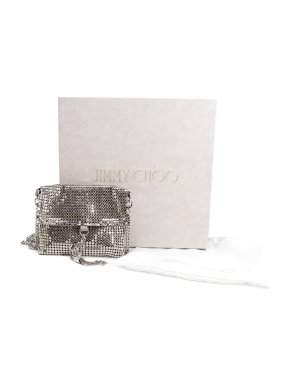 Jimmy Choo Silver Satin & Mesh Soft Cardholder