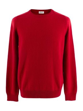 Saint Laurent Classic Red Cashmere Crewneck Jumper