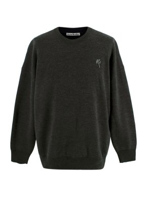 Acne Studios Embroidered Dark Grey Oversize Sweatshirt