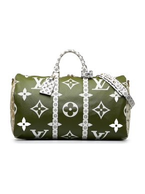 Louis Vuitton Khaki Green Monogram Giant Keepall Bandouliere 50