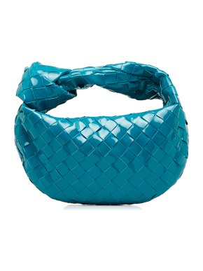 Bottega Veneta Blue Mini Patent Intrecciato Jodie