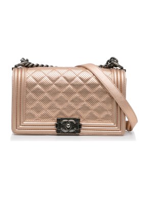 Chanel Bronze Medium Perforated Lambskin Boy Bag